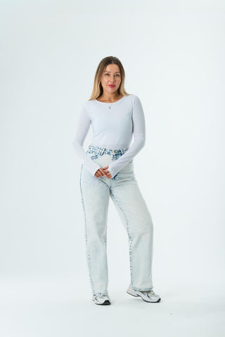 Women’s Long Sleeve Fitted Top -White