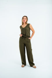 Women’s Relaxed Fit Sleeveless Set – Olive Green