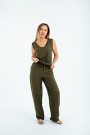 Women’s Relaxed Fit Sleeveless Set – Olive Green