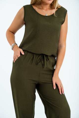 Women’s Relaxed Fit Sleeveless Set – Olive Green