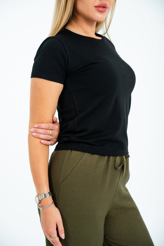Women’s Fitted Short Sleeve Top – Black