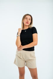 Women’s Fitted Short Sleeve Top – Black