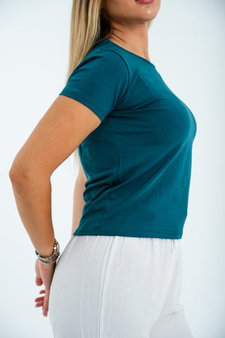 Women’s Fitted Short Sleeve Top – Teal Blue