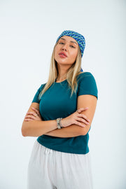 Women’s Fitted Short Sleeve Top – Teal Blue